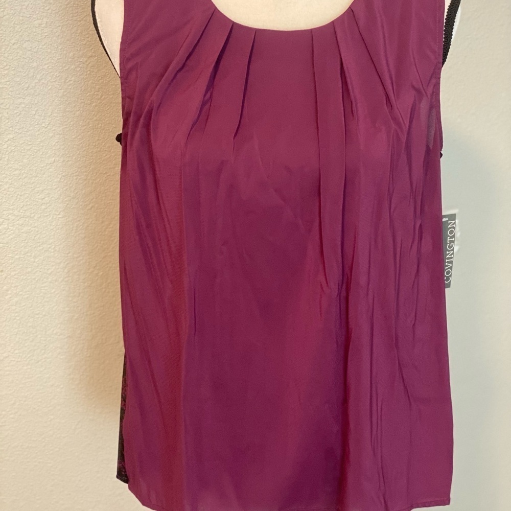 Women's Size Medium Sleeveless Tunic Pleated Printed Lace Back
